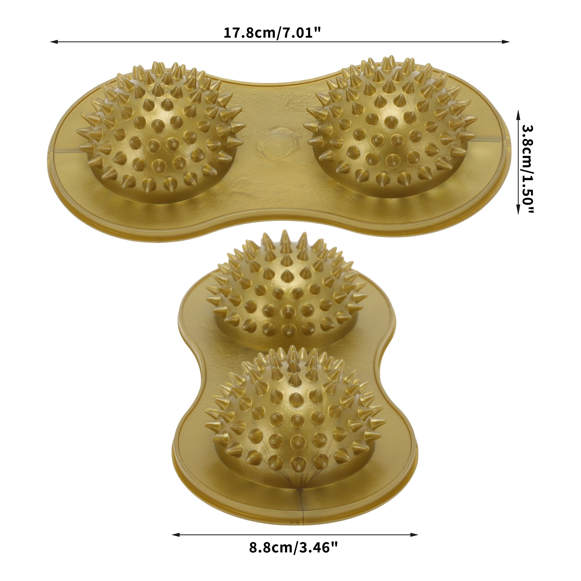 Unique Bargains Durable Useful 1 Pc Double Sphere Foot Massager for Home Gold Tone