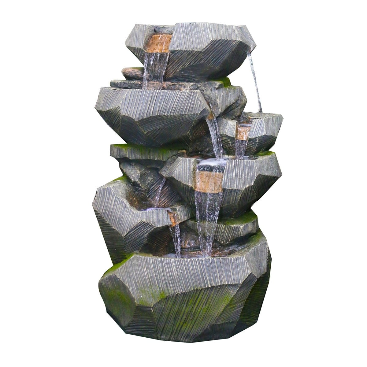 Alpine Corporation WIN1238 Alpine Rock Tier Cascading Fountain w LED Lights, 32 Inch Tall... by Alpine