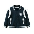 thumbnail image 6 of GYRATEDREAM Kids Varsity Jacket Boys Girls Baseball Jacket Sports Outerwear Zipper Coat for School Uniform for 2-3Y Blue, 6 of 7