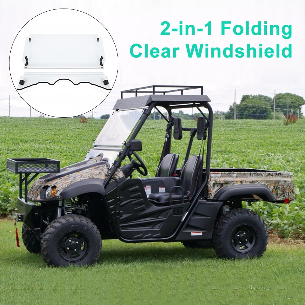 Kojem 2-in-1 Folding UTV Windshield for 2015-2022 Massimo MSU 500/ 700 Bighorn Coleman HiSun 2016 2017 2018 2019 Clear Front