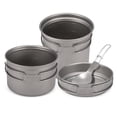 thumbnail image 3 of Cookware Camping Titanium Cookware Set 1000ml 750ml Pot Pan Spoon Set for Outdoor Camping Hiking Backpacking Picnic Cooking Equipment, 3 of 7
