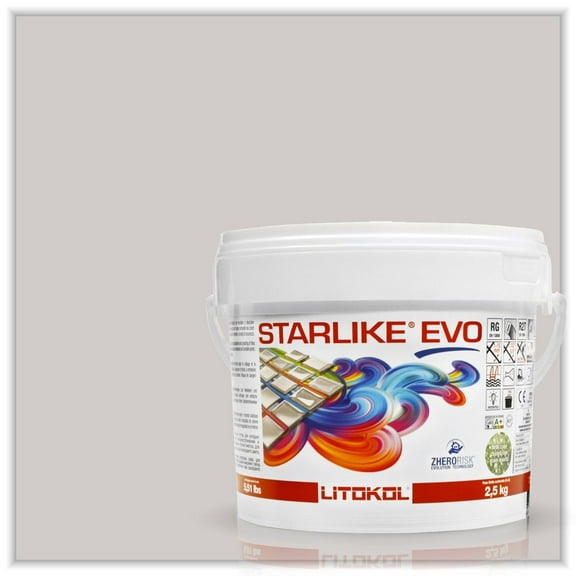 The Tile Doctor Starlike EVO - Litokol Epoxy Grout for Tile in Pools, Spas, Kitchens, Bathrooms - Floor or Wall Tile -Interior or Exterior Use - 110 Grigio Perla Classic Collection 2.5 kg - 5.5 lbs