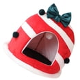 thumbnail image 3 of Minkissy 1Ensemble Lit Rond Rouge pour Chat Grotte Nid pour Petits Animaux 14.2x14.2x14.2 Po, 3 of 8