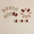 thumbnail image 6 of Fashion Detachable Gold Slices Little Bear Leaf Full Cover Nail Tips False Nails Fake Nails Short Round R826, 6 of 8