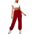 thumbnail image 1 of Innerwin Jogger Pants With Pockets Women Trousers Sports Solid Color Lounge Sweatpants Red L, 1 of 4