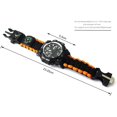thumbnail image 3 of (Naranja Negro) Reloj de pulsera de supervivencia al aire libre 6 en 1, pulsera impermeable para deportes de emergencia, herramientas de primeros auxilios con paracaídas, brújula, termómetro, silbat, 3 of 5