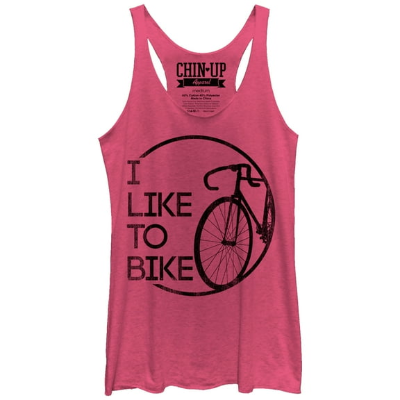 Women's CHIN UP Like to Bike Racerback Tank Top Pink Heather Small