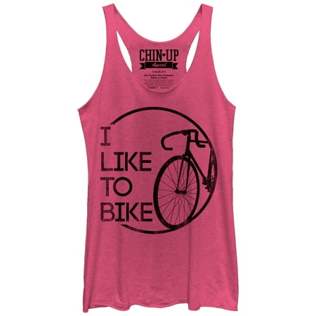 Women s CHIN UP Like to Bike Racerback Tank Top Pink Heather Small