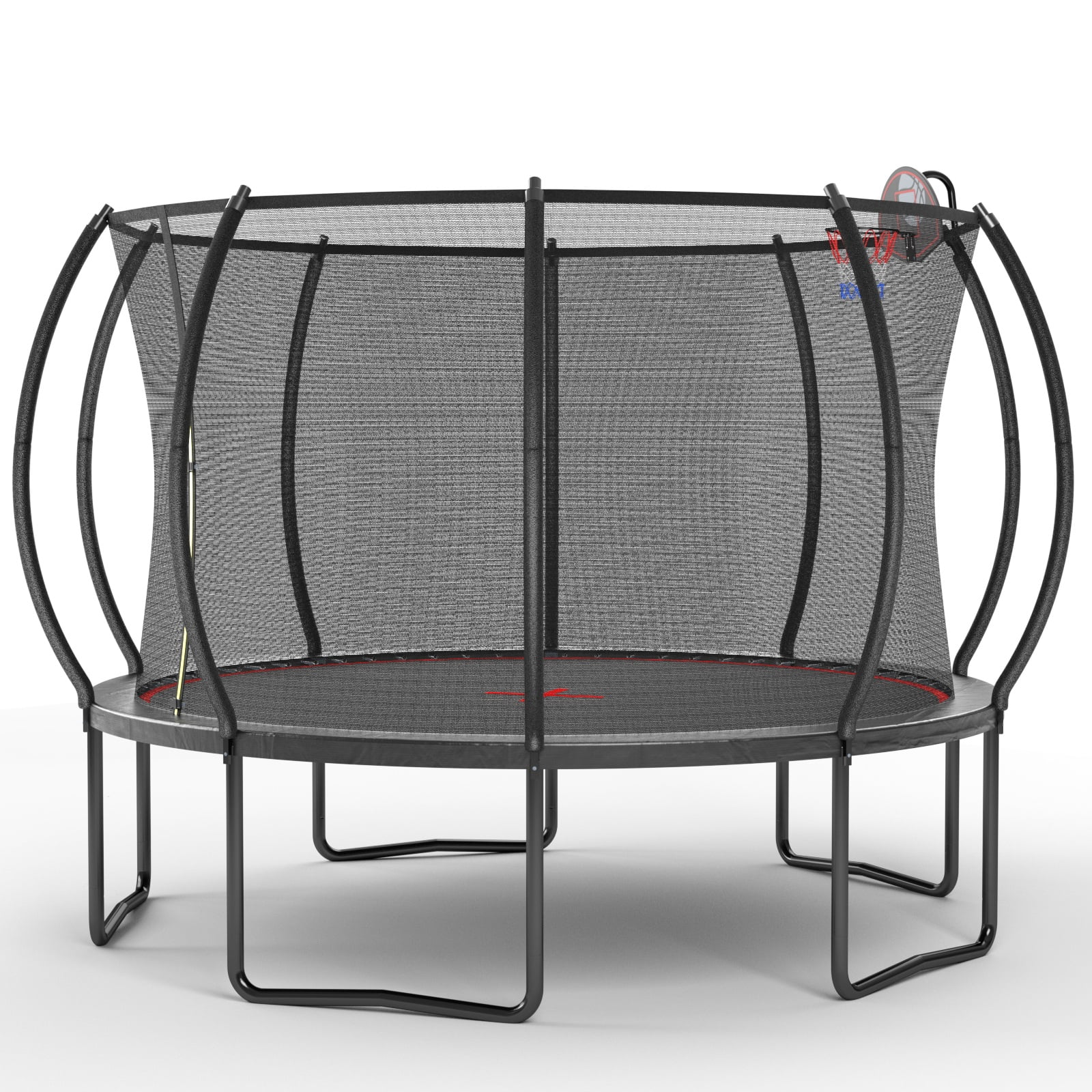 Alvantor Trampoline 12Ft for Kids, Pumpkin Trampoline with Basketball Hoop,Outdoor Trampolines for Yard Black