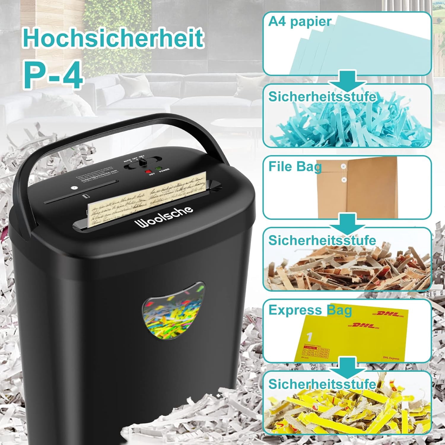 12‑Sheet Cross Cut Paper Shredder, Shreds Credit Cards, CDs & Paper Clips, 25L Bin for Home & Office Use
