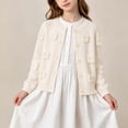 thumbnail image 2 of Busydd Girls Knit Cardigan Sweater 0-6 Years Trendy Comfy Button Down Round Neck Cardigans Casual Long Sleeve Open Front Outerwear 2-3 Years, 2 of 9