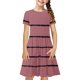 thumbnail image 2 of Odeerbi Niñas de Verano Vestido de Línea A Rayas Vestido de Columpio Vestido Elástico de Manga Corta Para Niños, 2 of 7