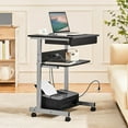 thumbnail image 5 of Mobile Laptop Desk with Power Outlet - Rolling Computer Table, Home Office Desk with USB Ports & Printer Shelf - 22in Compact Desk, Black, 5 of 5