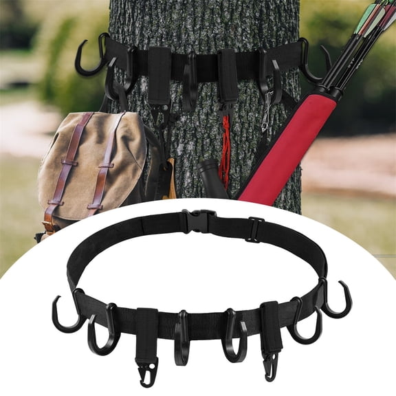 Outdoor Tree Equipment, Forest Hooks, Straps, And System Attributes, Black Hanging Hooks, 1 Webbing 8 Hooks Hooks, Black