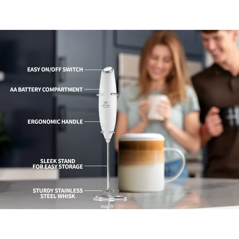  Zulay Kitchen Powerful Milk Frother Handheld - Drink Mixer for  Coffee, Lattes, Cappuccinos, Matcha - Mini Milk Frother and Foamer Whisk -  Electric Frother Battery Operated - FrothMate Black: Home & Kitchen