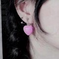 thumbnail image 3 of Pendientes colgantes de corazón rosa shaofei para mujeres y niñas, 3 of 5