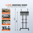 thumbnail image 3 of VEVOR Modern Rolling TV Stand Height Adjustable Mobile TV Cart Floor TV Stand with Projector Shelf 32"-70" TVs with Lockable Wheels & Double-Tiered Tray, 3 of 9