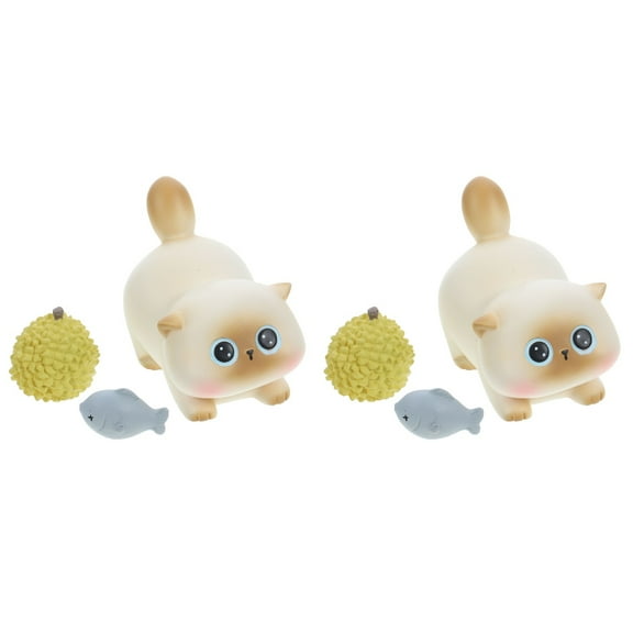 FRCOLOR 2 Sets  Miniature Cat Statue Resin Craft Cat Figure Mini Garden Miniature Animal Statue Decoration