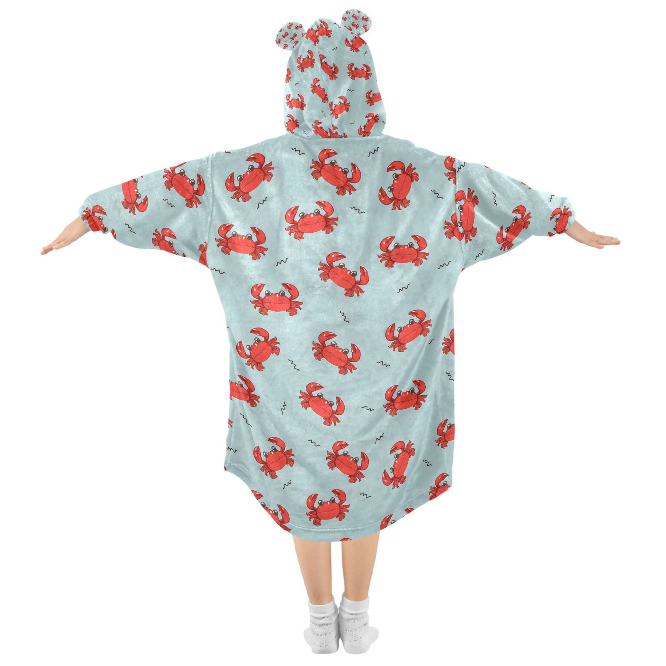 joogoo Wearable Blanket Hoodie for Funny Crabs Oversized Sherpa Hooded 3-14 YR M