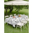 thumbnail image 5 of 60x102 Inch Outdoor Tablecloth with Umbrella Hole Zipper Rectangle Mathematics Tools Sketch Rectangular Tablecloths Outside Waterproof White Modern Abstract Icons Patio Table Cloth Cover for Picnic, 5 of 8