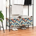 thumbnail image 3 of Yayeee Foldable Storage Basket for Shelves with Handles Waterproof Cloth Bins, Blue Geometric, 3 of 7