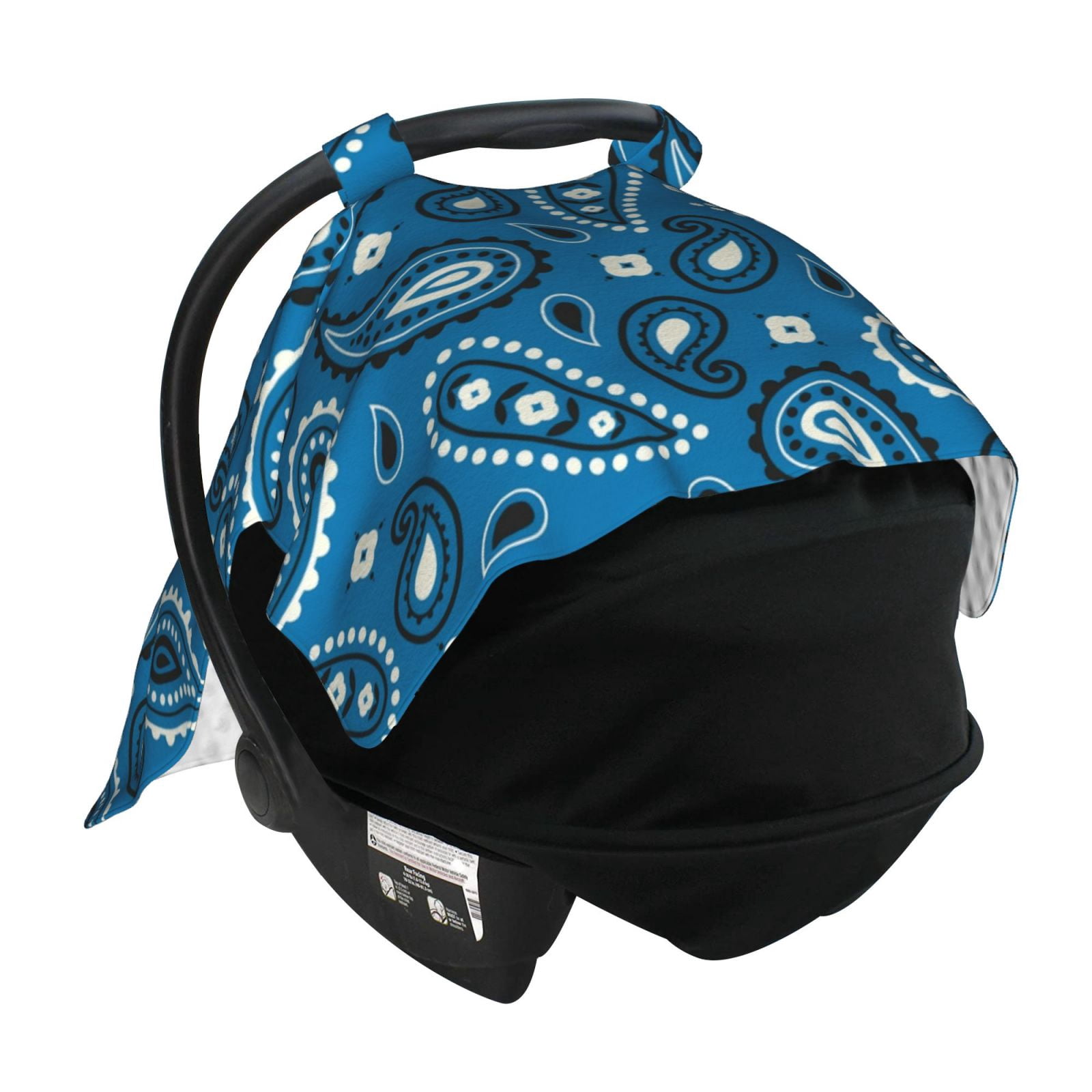 Car Seat Cover Baby - Blue Vintage Paisley Pattern Breathable Infant Car Seat Cover for Baby Carseat, Lightweight Comfort Baby Essentials Must Haves Newborn Stuff for Girl Boy