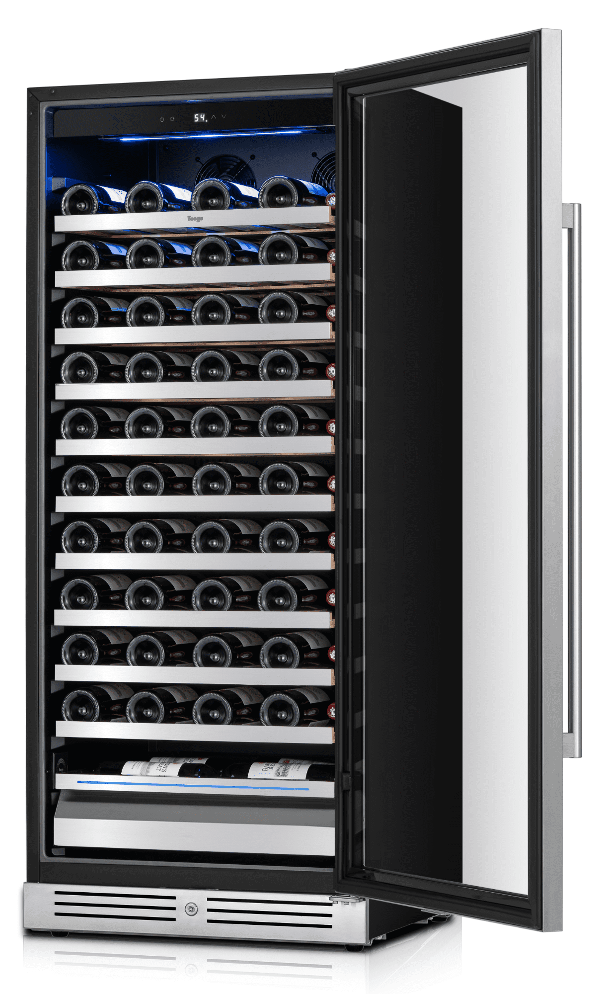 Yeego 24-inch Wine Cooler Refrigerator, 89-Bottle , Stainless Steel,  Dual-Color LED Light, 40°F-65°F Built-in or Freestanding Fridge for Home/Bar/Kitchen
