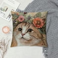 thumbnail image 2 of Qinduosi Vintage Animals Throw Pillow Covers Cute Cat with Flower Wreath Decorative Square Pillowcase for Home Sofa Car Bedroom Decor White, 2 of 5