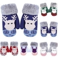thumbnail image 2 of Kids Knit Mittens Thick Cute Winter Mittens Faux Fleece Mittens for Christmas, 2 of 10