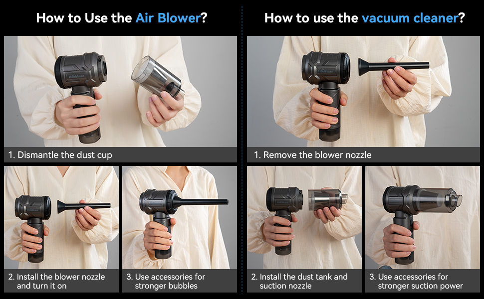 5-in-1 Cordless Vacuum: 15000PA Suction, Blower, Sealer, Air Pump & Escape Hammer