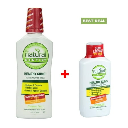 Travel Rinse - Natural Dentist Healthy Gums Peppermint Twist Antigingivitis Rinse, 16.9 Ounce + Bonus Travel Size Peppermint Twist Antigingivitis Rinse