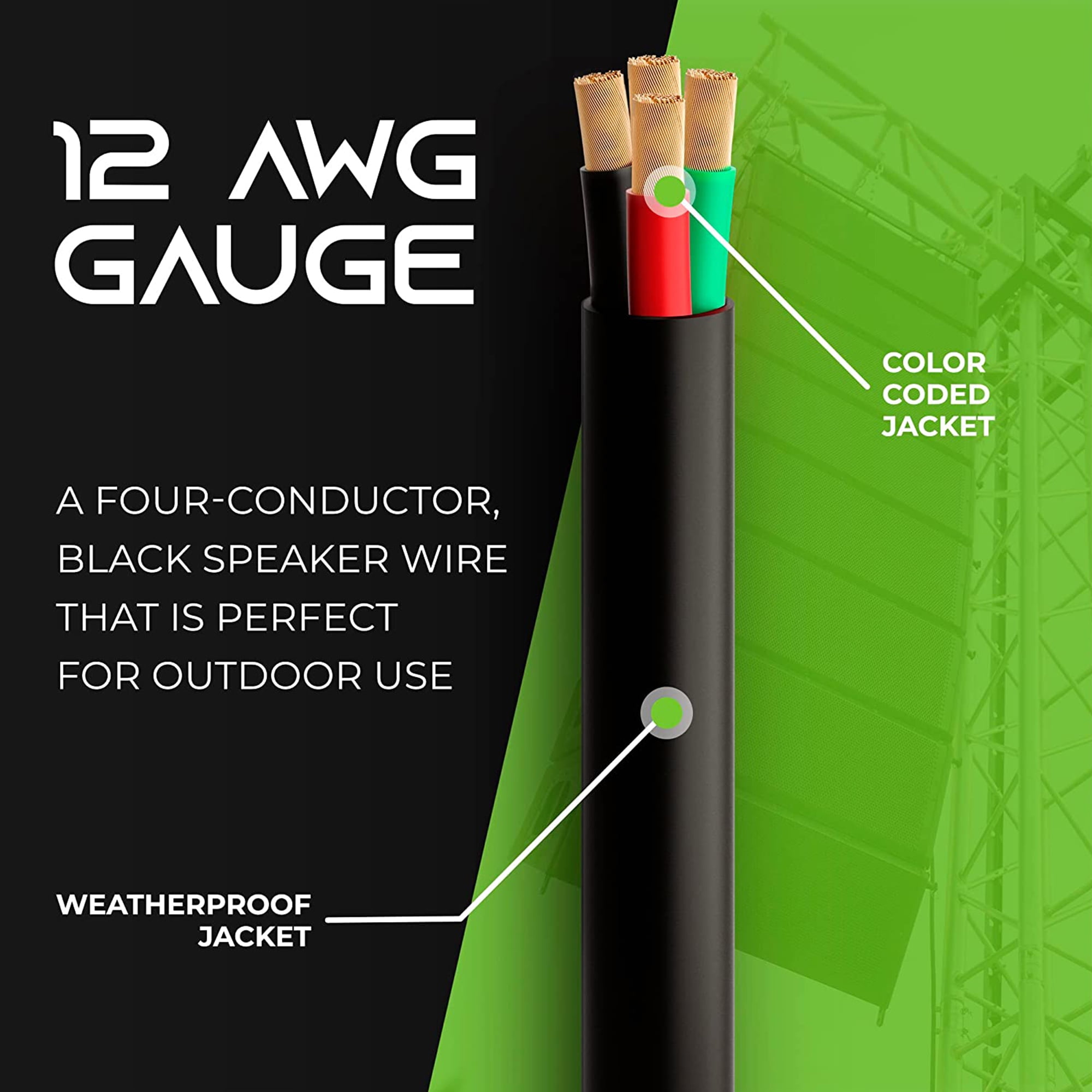 GearIT 16/4 Outdoor Speaker Cables for Direct Burial OFC Speaker Wire Direct Burial/In Wall, Brown 250-ft