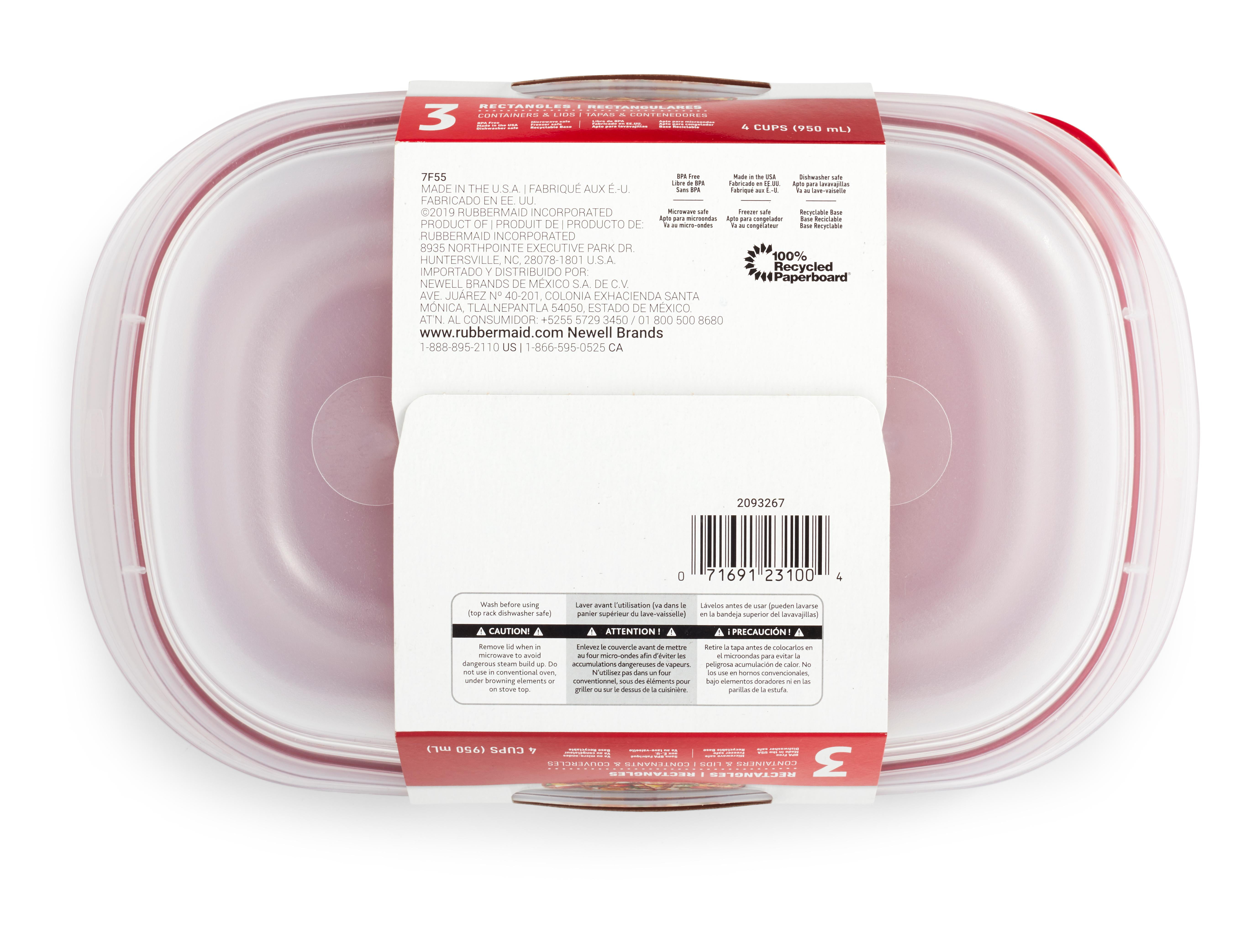 Rubbermaid TakeAlongs 4 C. Clear Rectangle Food Storage Container with Lids  (3-Pack) - S.W. Collins