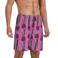 thumbnail image 2 of Kdxio Tulips Flowers Print Mens Sleep Shorts Bottoms Soft Comfy Pajama Wear Pants with Drawstring Pockets, 2 of 7