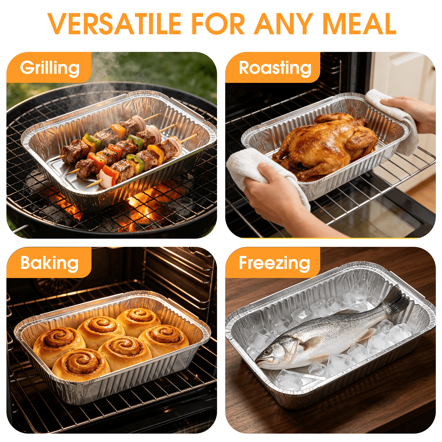 GARITIN 30 Pack Aluminum Pans with Lids, Disposable Tin Foil Baking Pans, Oven Safe Containers for Meal Prep Takeout