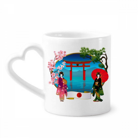 

Kimono Girl Japan Culture Umbrella Mug Coffee Cerac Drinkware Glass Heart Cup