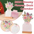 thumbnail image 3 of Ruifaya Calendario de escritorio con flores florecientes 2024, planificador mensual de Año Nuevo con forma de jarrón único, calendario con temática de flores, bonita decoración floral para escritori, 3 of 6