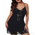 thumbnail image 2 of QSAWXQZ Women's Plus Lace Lingerie V Neck Sleeveless Mini Slip Dress Tassel Chemise for Lounge 3XL, 2 of 9