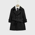 thumbnail image 7 of NAISIBABY Boys Trench Jacket, Lapel Mid Length Classic British Styl Button Up Fashion Windbreaker Outerwear Black 12T, 7 of 7