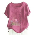 thumbnail image 2 of Hauts d'Été pour Femmes, Shorts pour Femmes, T-Shirt à Manches Courtes Col Rond Imprimé Mode Décontractée, 2 of 3