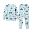 thumbnail image 2 of Cethrio Boys Cotton Pajama Sets, Long Sleeve Crew Neck 2 Piece Soft Boys' Sleepwear Light Blue Size 10-12T, 2 of 6