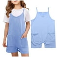 thumbnail image 1 of Toddler Girls Jumpsuits Rompers Spaghetti Strap Rompers With Pockets Shorts Romper Jumpsuits Rompers For Girls 5-6T, 1 of 9