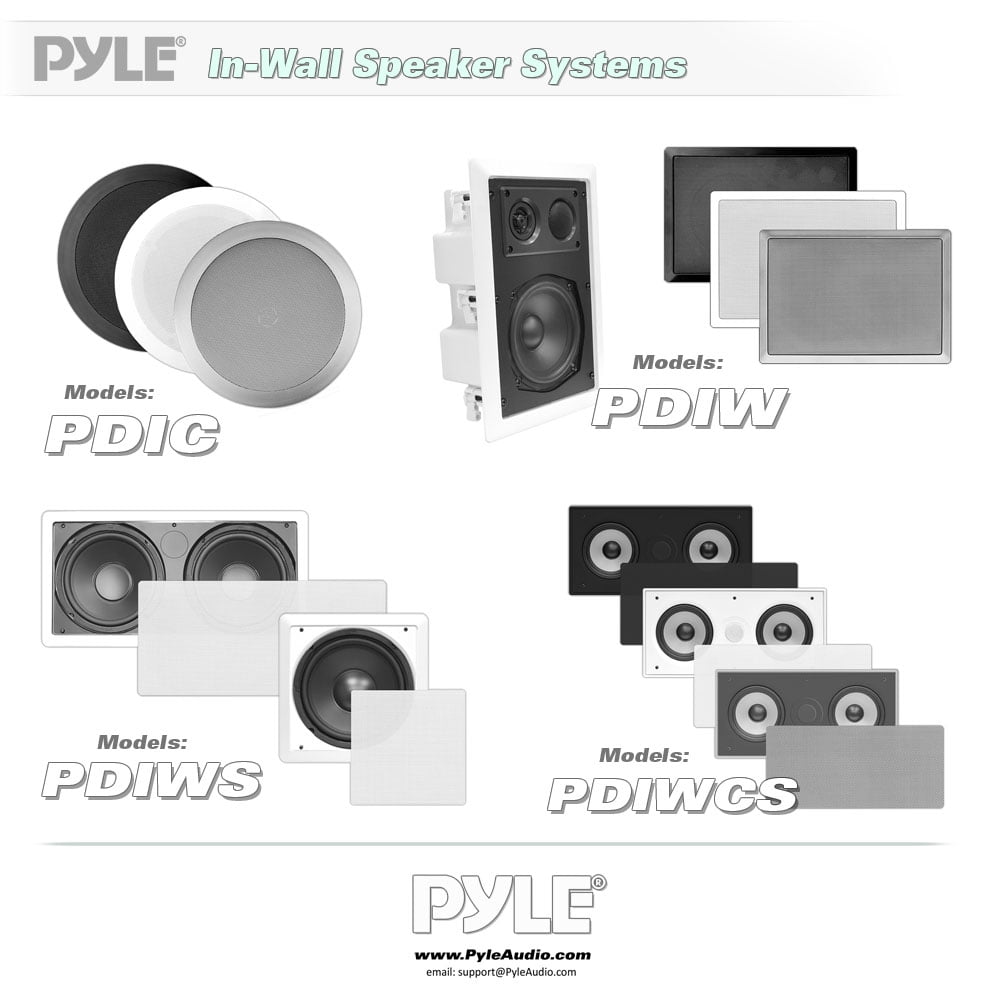 Pyle PDIWCS56 In-Wall//Ceiling Dual 5.25/" Center Channel Speaker System-White