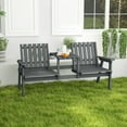 thumbnail image 2 of Outsunny Banc d'Extérieur en Bois avec Table Centrale et Trou pour Parasol, Gris, 2 of 10