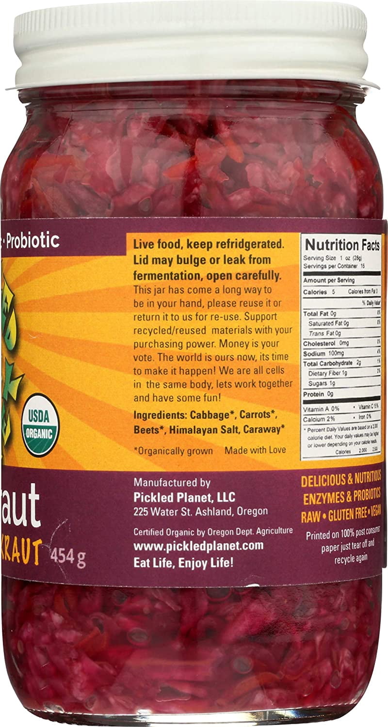 Pickled Planet Organic Raw Beat Kraut Sauerkraut, 16 Ounce -- 6 per case.