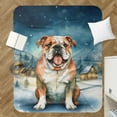 thumbnail image 4 of Hello Winter Bulldog Welcome Snowy Night Watercolor Vintage Cozy Sherpa Blanket Dog Lover Gifts Idea Warm Soft Throw Blanket - 01011, 4 of 5