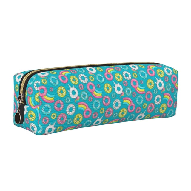 Disketp Donut Estuche de Lápices de Cuero con Cierre, Estuche Compacto para Papelería, Bolígrafos y Accesorios Pequeños
