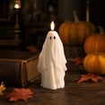 thumbnail image 5 of Halloween Ghost Flameless Taper Candles Battery Operated LED Halloween Dinner Decoration White 5&7 Inch 2PC, 5 of 9