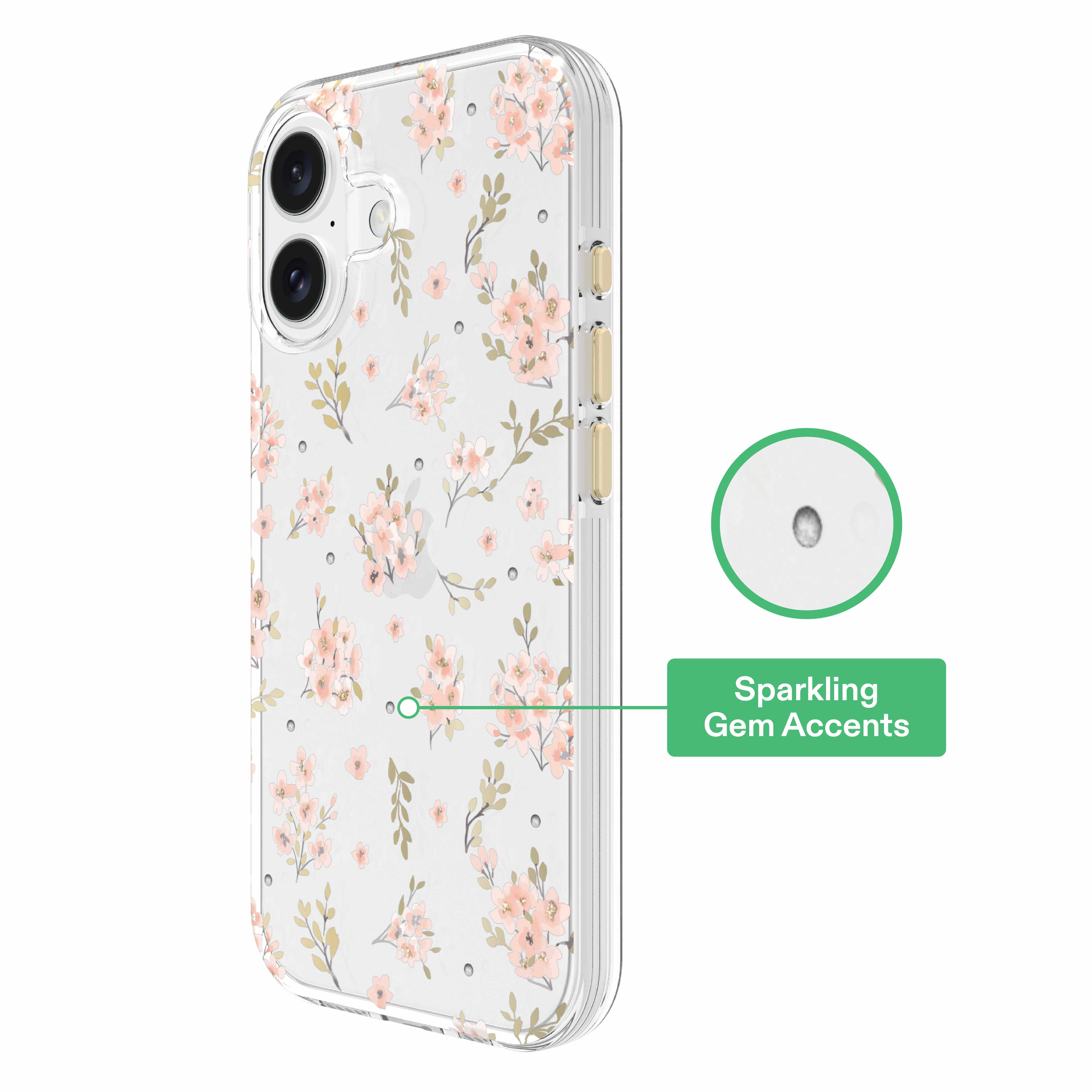 onn Pink Floral with Gems Phone Case for iPhone 17 Pro Max