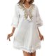 thumbnail image 3 of Vestido de Vacaciones de Playa Colorido Borla Color Sólido Encaje Ruffled Bohemian Vestido con Lino Suave, Transpirable Casual Cover-Up para las Mujeres Verano Diario, 3 of 9
